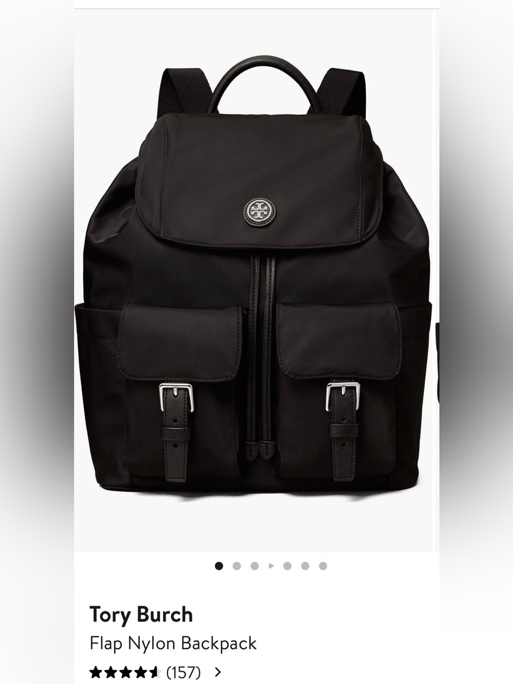 Tory Burch Virginia Nylon Flap Backpack Black